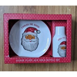 Peppermint & Pine Cookie and Milk‎ For Santa Plate and Bottle Christmas Set